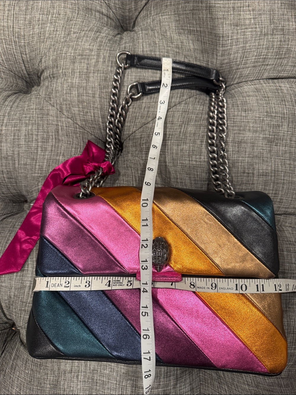 Kurt Geiger Bag Large Kensington Leather Metallic Multicolor Shoulder Bag NWT - Picture 17 of 17